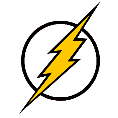 The Flash's logo is a lightning bolt in a circle.