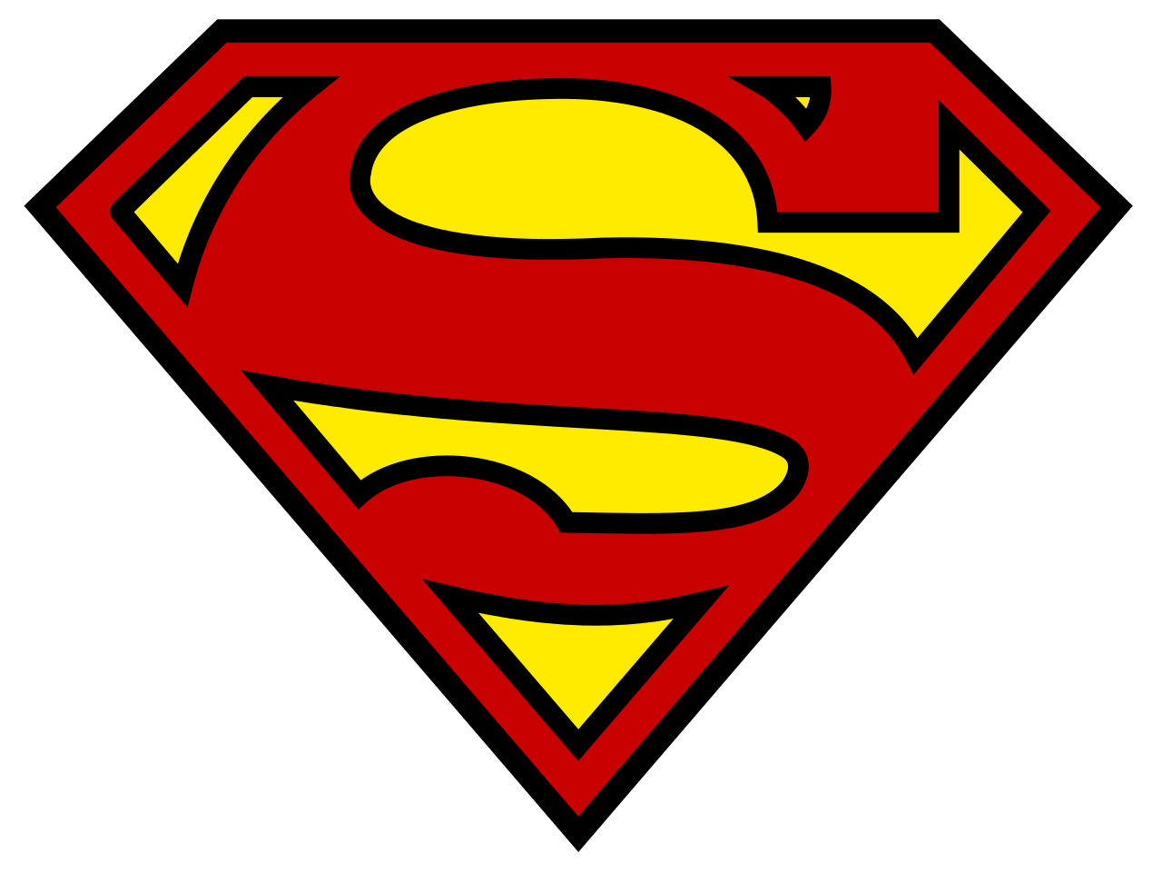 The superman logo is a diamond shaped polygon with an “S” in it.